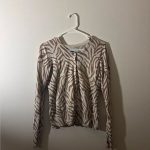 Women's Beige Zebra Print Cardigan